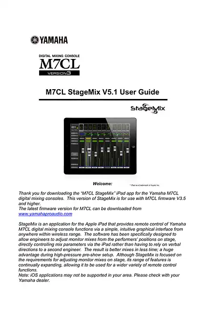 yamaha雅马哈M7CL StageMix V5.1 User Guide